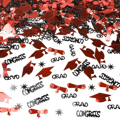 Red and Black Graduation Confetti 2026, 1000 Pcs Class of 2026 Table Centerpiece Grad Confetti for 2026 Graduation Party Decorations Supplies