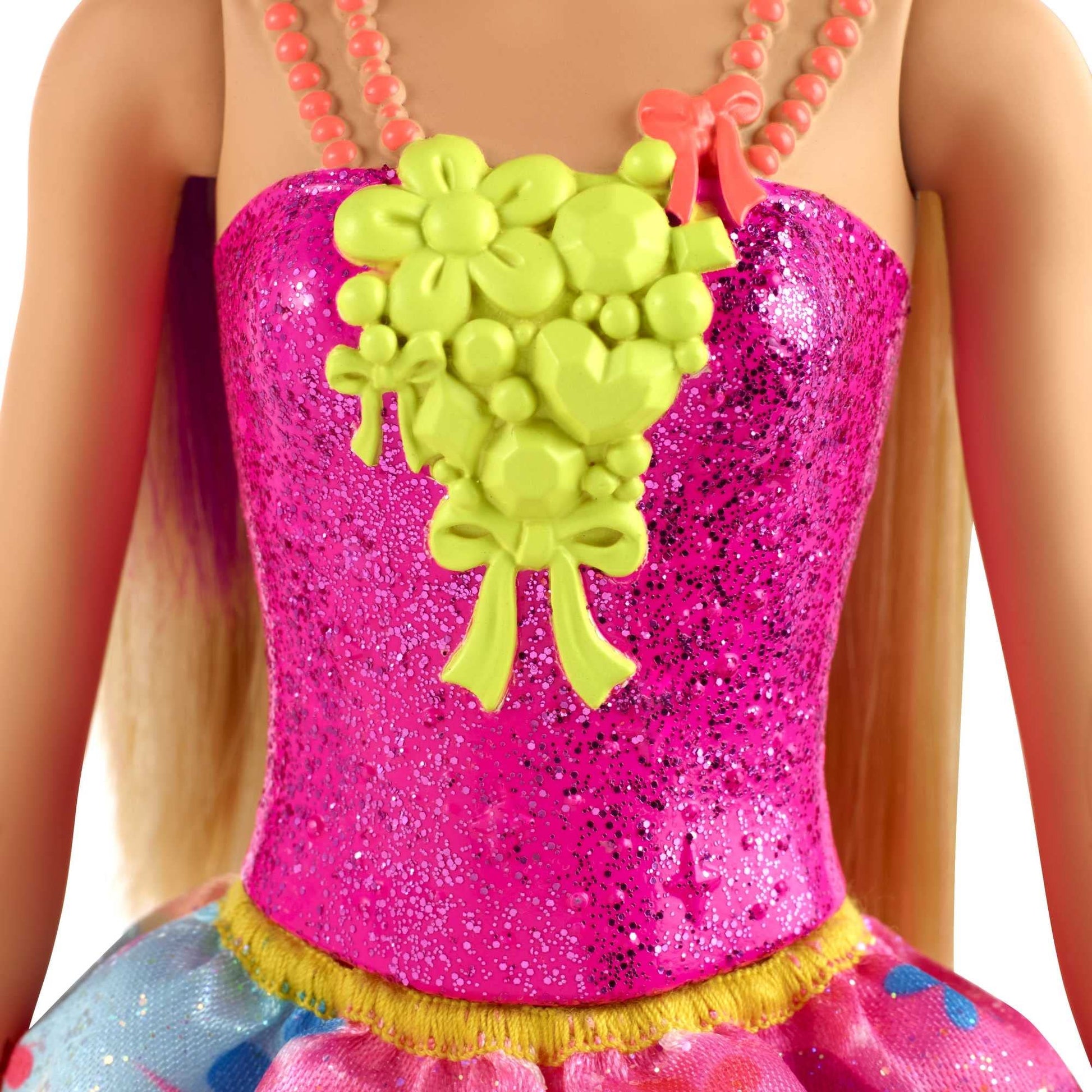 Barbie Dreamtopia Royal Fashion Doll & Accessory, Blonde with Purple Hairstreak Wearing Removable Pink Skirt & Headband