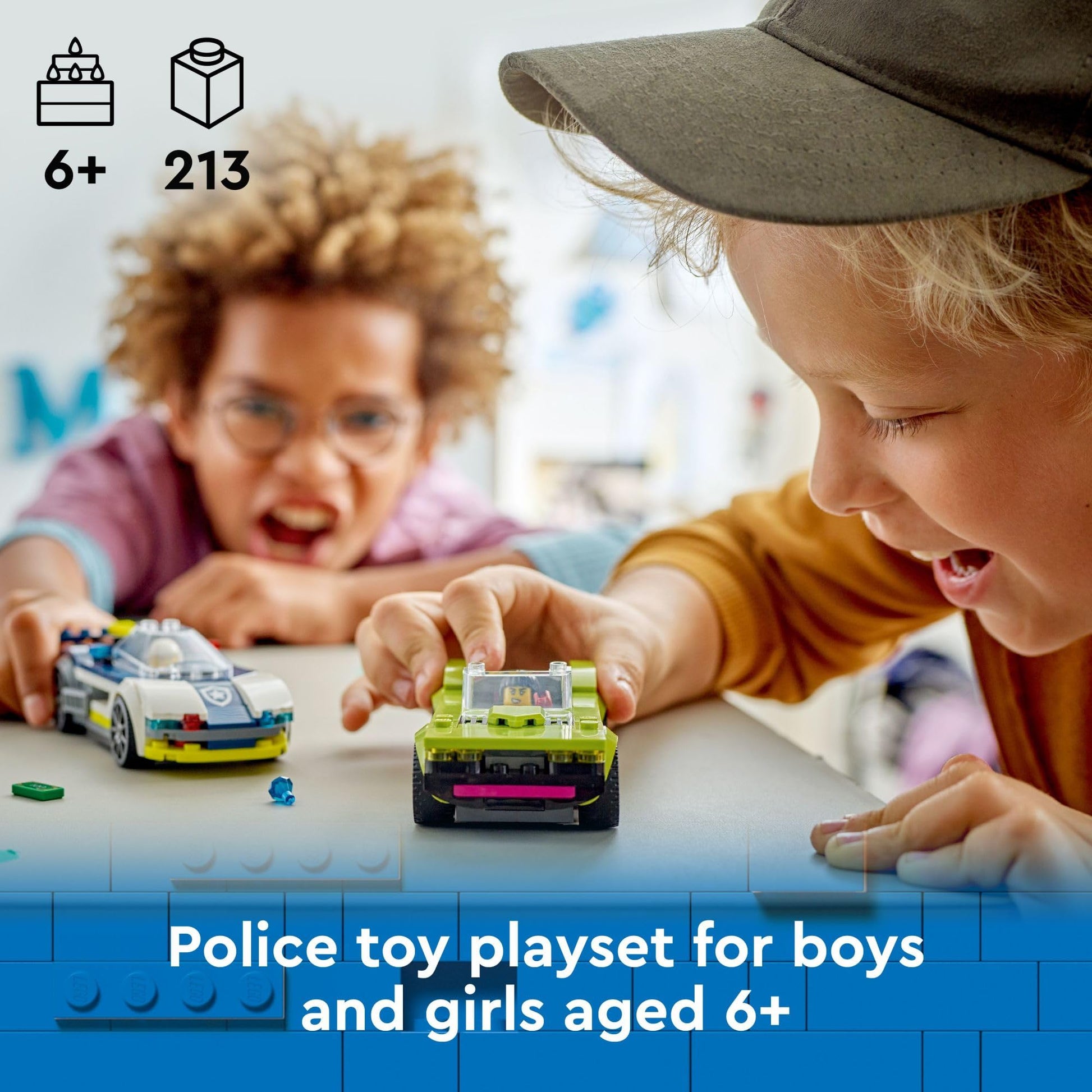 LEGO City Police Car and Muscle Car Chase, Emergency Vehicle Toy for Boys and Girls, Fun Gift for Kids Ages 6+ who Love Pretend Play Toys, Police Toy
