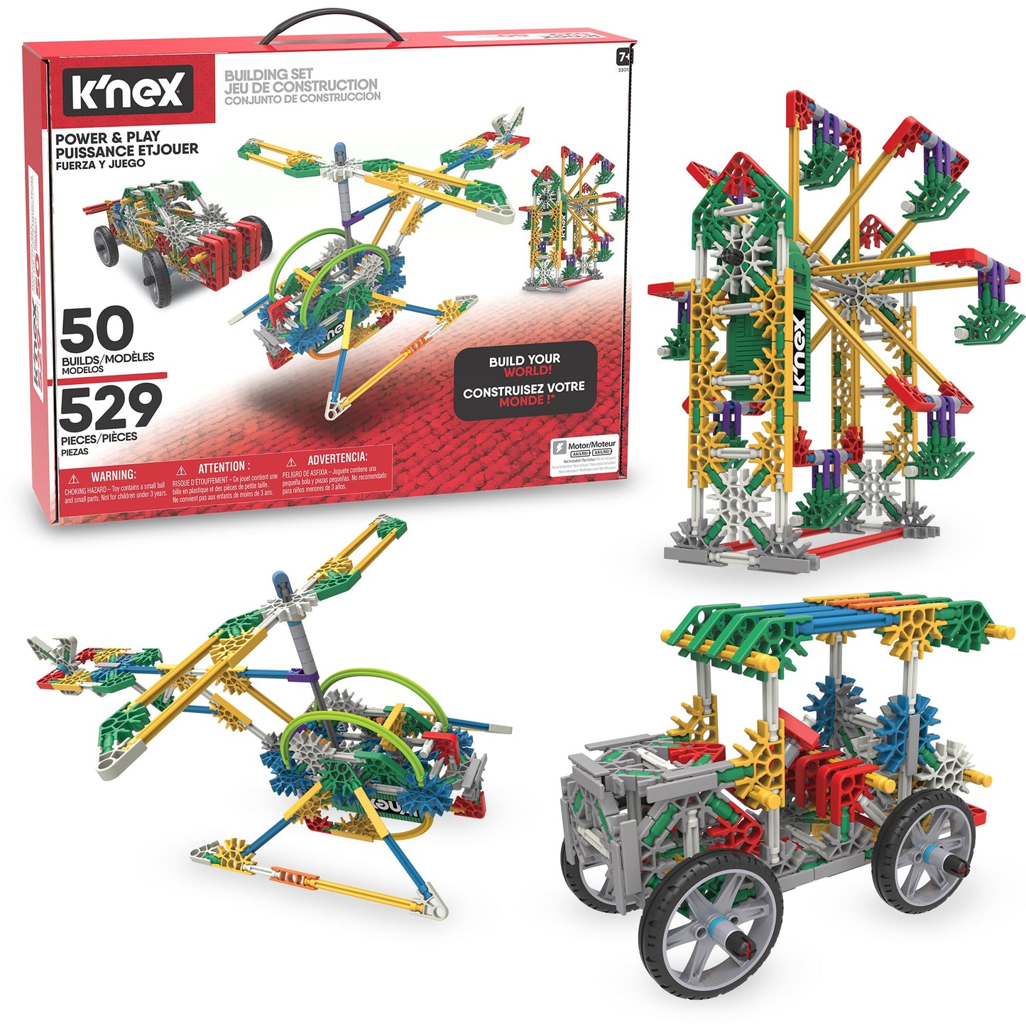 K'NEX - Power & Play Motorized Set ‚ 529 Pieces, STEM Building, Kid Construction Set‚ Ages 7+