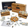 Mexican Train Dominoes Set with 8 Charcoal-burned Wooden Holders & Hub, Double 12 Dominos Set Colored Dot 91 Tiles in Vintage Wooden Case, Travel