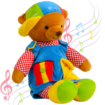 Bundaloo Talking Learning Dress-Up Bear for Toddlers - Educational Plush Toy that Talks & Sings ABCs, Zipper Button Shoelace Buckle Skills, 18”