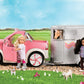 Lori - Pick - Up Truck for Mini Dolls - Pink Car for 6-Inch Dolls - Real Radio & Trailer Hitch - Music & Lights - 3+ Years- Ride & Shine Pickup Truck