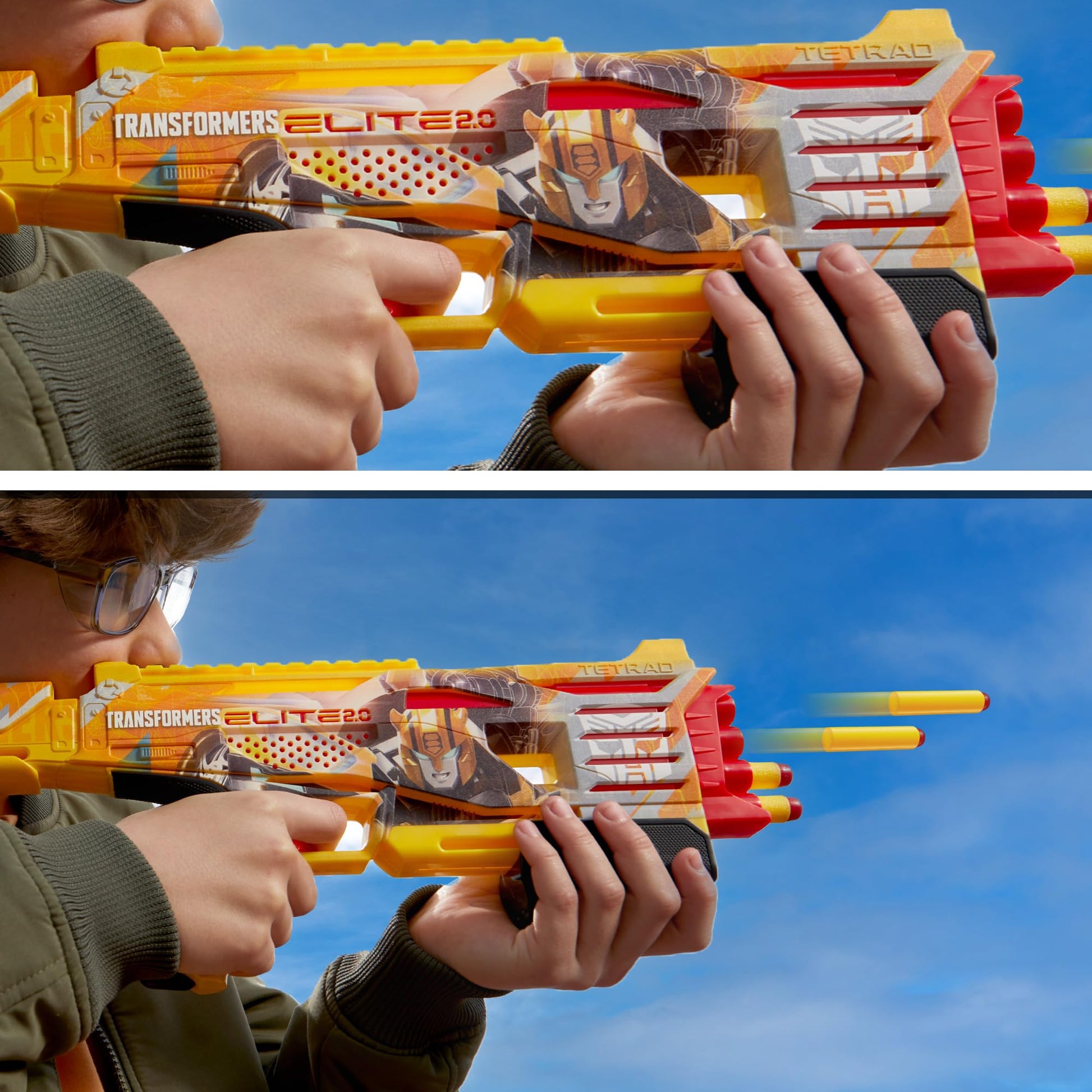 Nerf Transformers Bumblebee Dart Blaster, 8 Nerf Elite Darts, Pump Action, Toy Foam Blasters for 8 Year Old Boys & Girls & Up