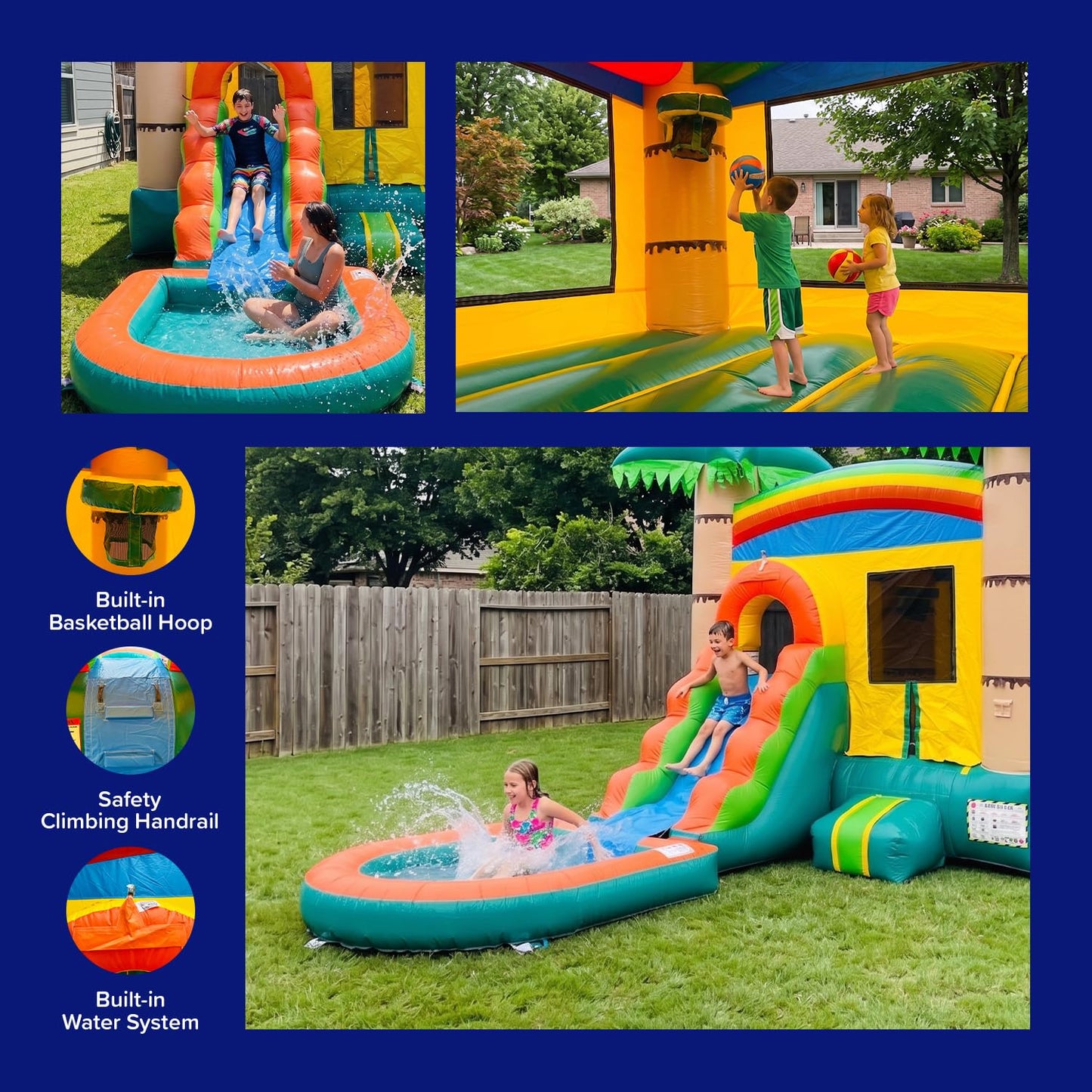 HeroKiddo 13x24 Tropical Breeze Commercial Inflatbale Bouncer Slide Pool