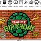 Cartoon for Turtles Happy Birthday Backdrop Birthday Party Supplies Kawaii Background for Boys Girls,Happy Birthday Banner Backdrop for Kids Party