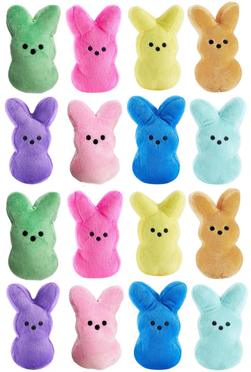 Rdogeia 16PCS Easter Stuffed Bunny Plush Toys,Easter Basket Stuffers Egg Fillers,Easter Bunny Bulk Stuffed Animals Plushie for Kids Boys Girls Party