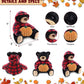 DolliBu Super Soft Plush Black Bear with Red Plaid Hoodie Stuffed Animal with Pumpkin Decor - Plush Animal for Fall, Halloween and Thanksgiving