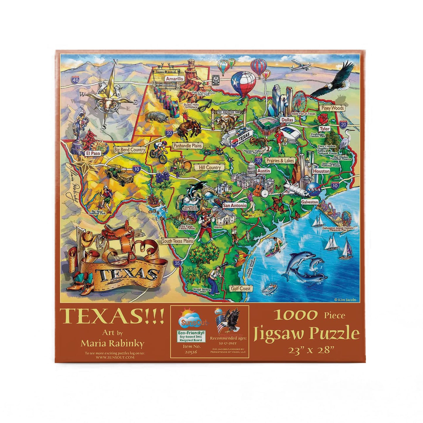 SUNSOUT INC - Texas - 1000 pc Jigsaw Puzzle by Artist: Maria Rabinky - Finished Size 23" x 28" - MPN# 20516