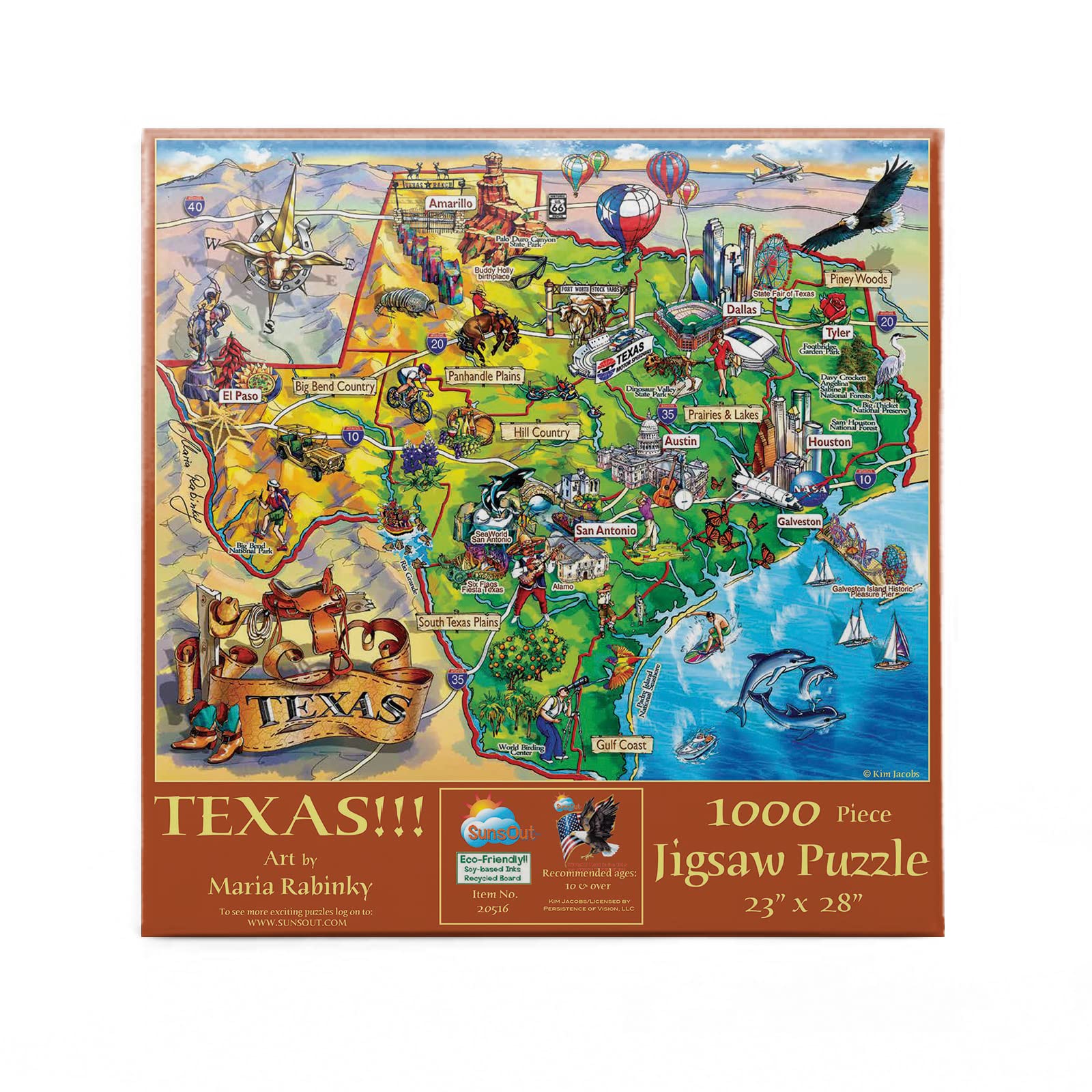 SUNSOUT INC - Texas - 1000 pc Jigsaw Puzzle by Artist: Maria Rabinky - Finished Size 23" x 28" - MPN# 20516