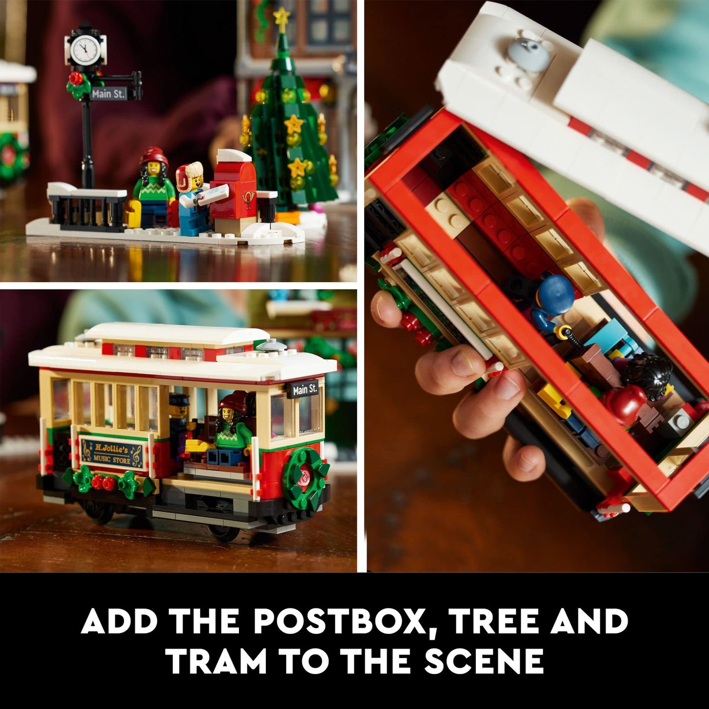 LEGO Holiday Main Street Building Set 10308, for Adults and Family, Christmas Village Building Kit, Holiday Display Set with Shops, Streetcar and 6