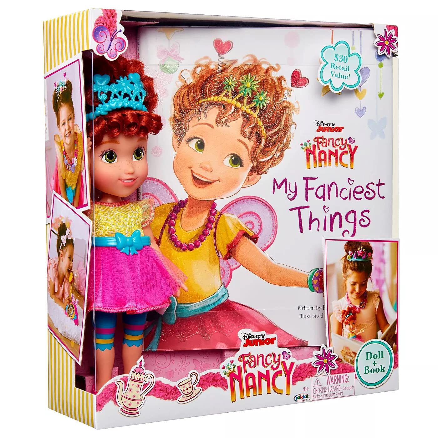 Jakks Disney Fancy Nancy Doll and Book Set Featuring "My Fanciest Things" - Learn About All The Fancy Things in Nancy's Room - Fancy Nancy Doll
