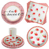 Two Sweet Strawberry Birthday Party Supplies - 64 Piece Girls Second Birthday Tableware Set Includes Large 9" Dinner Plates and 8" Dessert Paper