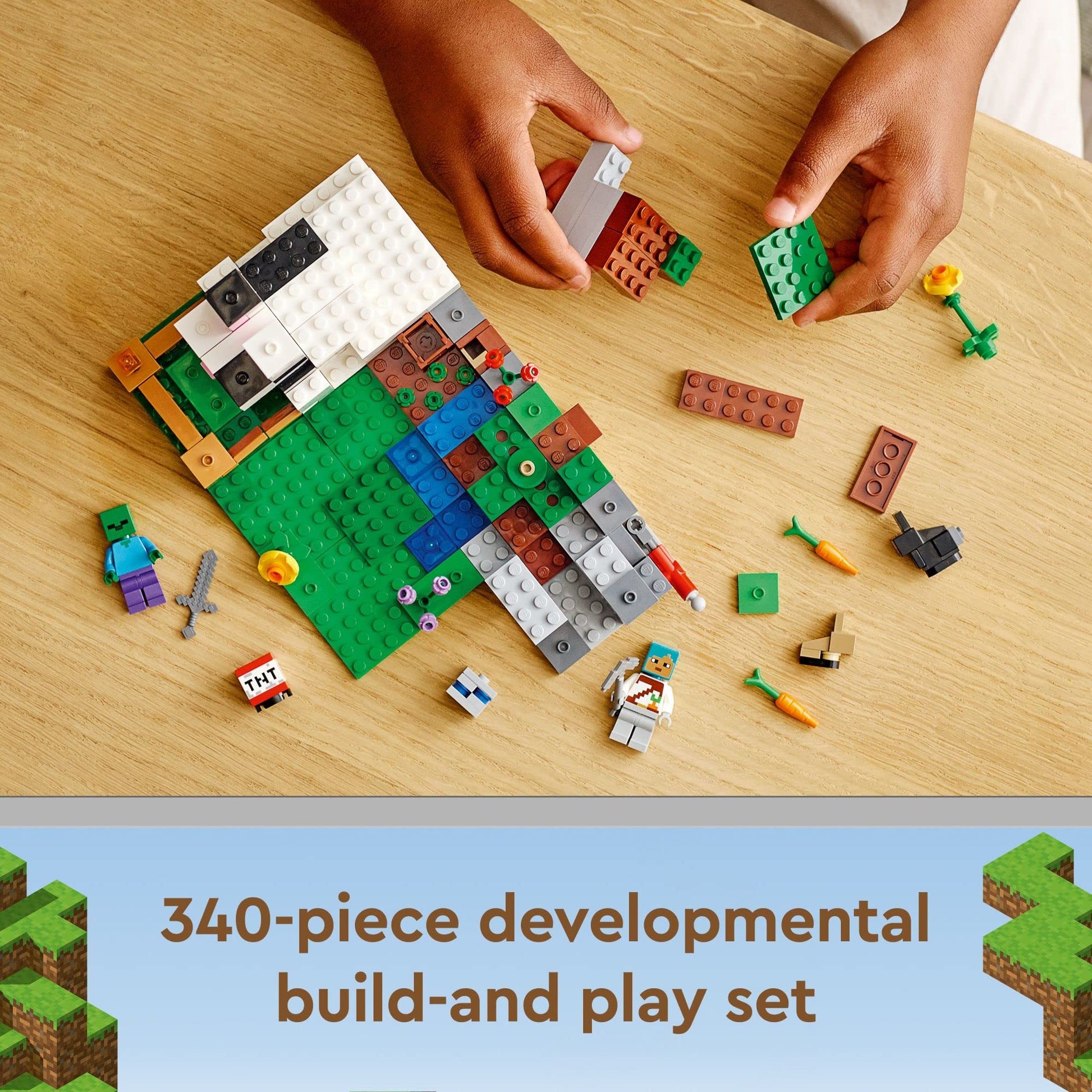 Lego 21181 Minecraft The Ranch Rabbit, Building Set, Toy for Children from 8 Years with Figures Trainer, Zombie, Animals