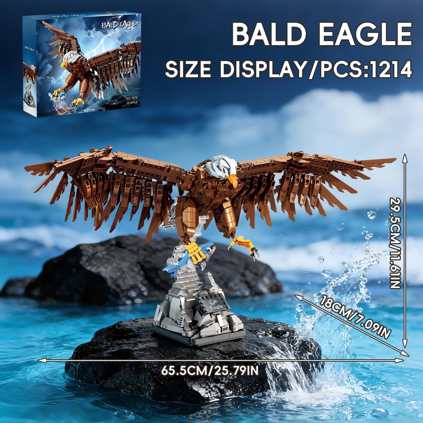 HJPLPXH Bald Eagle Building Blocks Set - Realistic Bird Animal Model, Ideal Gift for Adults & Teens.