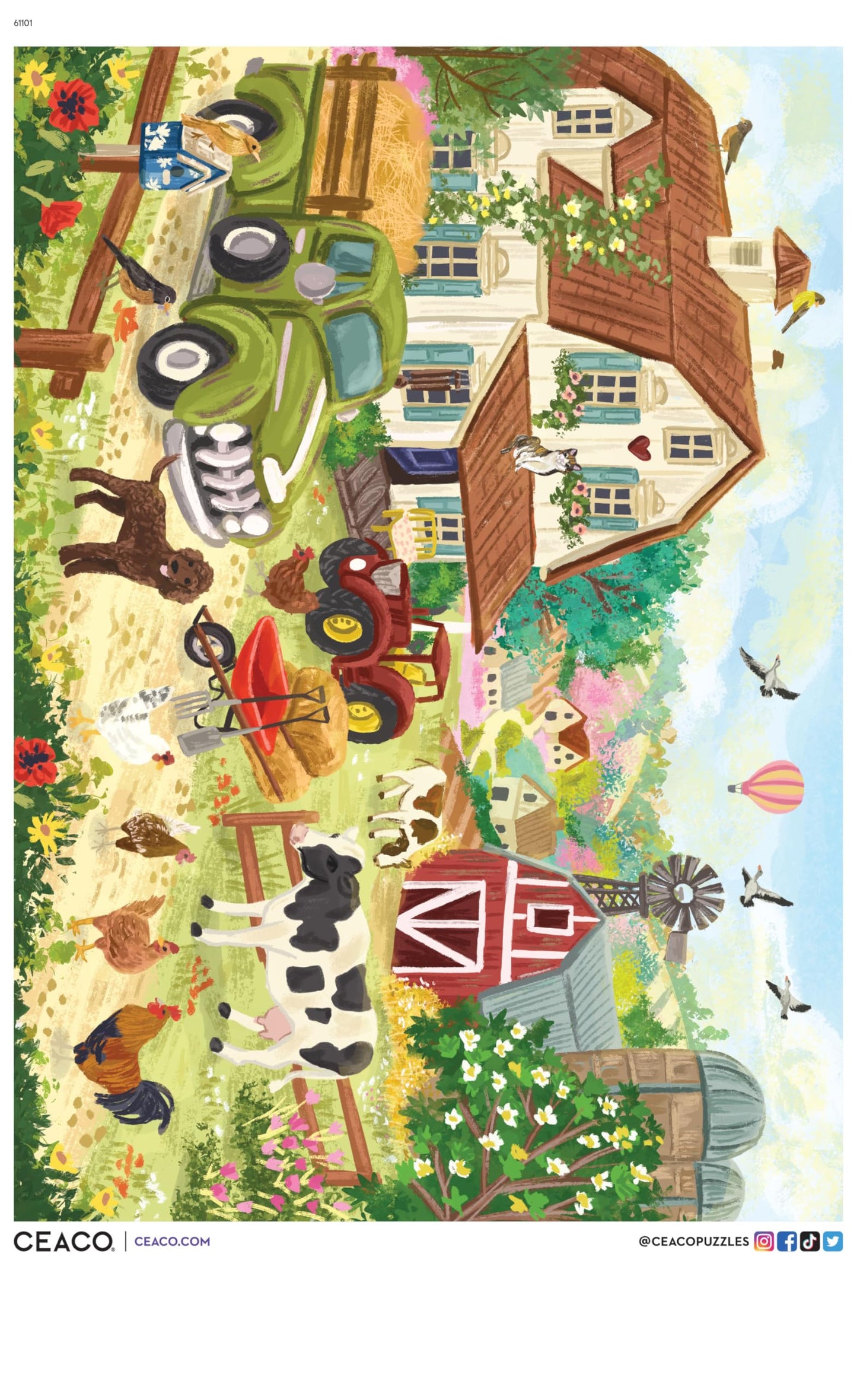 Ceaco - Olivia Gibbs Happy Farm Life 300 Piece Jigsaw Puzzle, Colorful Farm Scene