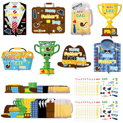 HABDJILTY 24 Set Father's Day Craft for Kids,Make Your Own Father's Gifts DIY 3D Best Dad Craft Kit for Fathers Day Handmade Crafts for Classroom