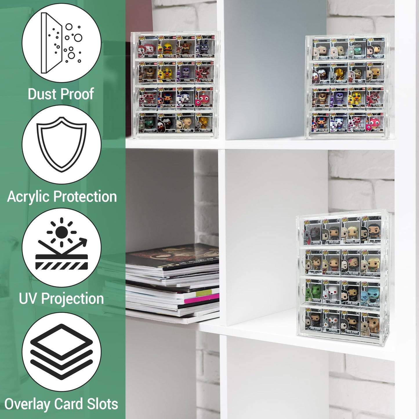 Acrylic Display Case Compatible with Funko Bitty Pop - Clear Tiered Stand for Mini Figures & Collectibles, Protective Display Box for Bittys &