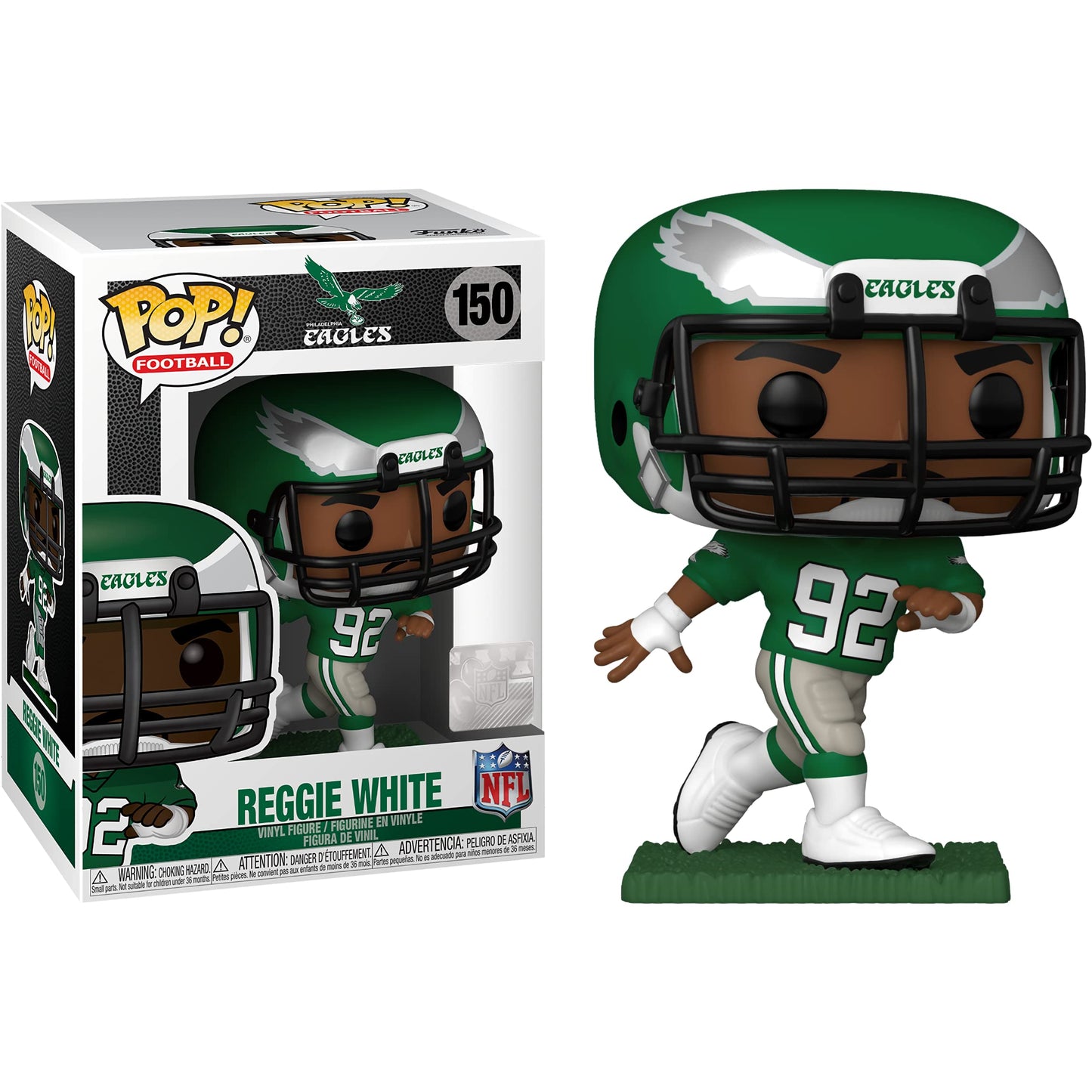 Regg i e W h i t e [Eagl e s]: Fun ko P o p ! Football Vinyl Figurine Bundle with 1 Compatible 'ToysDiva' Graphic Protector (150-51742 - B)