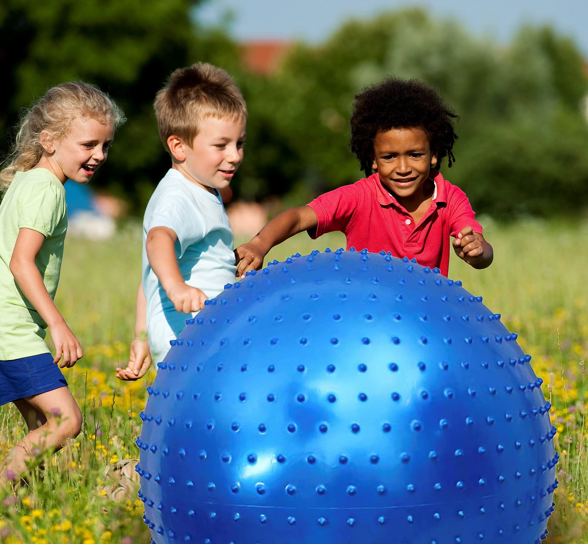 penepico Large Sensory Massage Ball for Kids, 33.5" 85CM Bouncy Exercise Ball, Big Inflatable Toys with Tactile Spikes, Outdoor Giant Yoga Balls