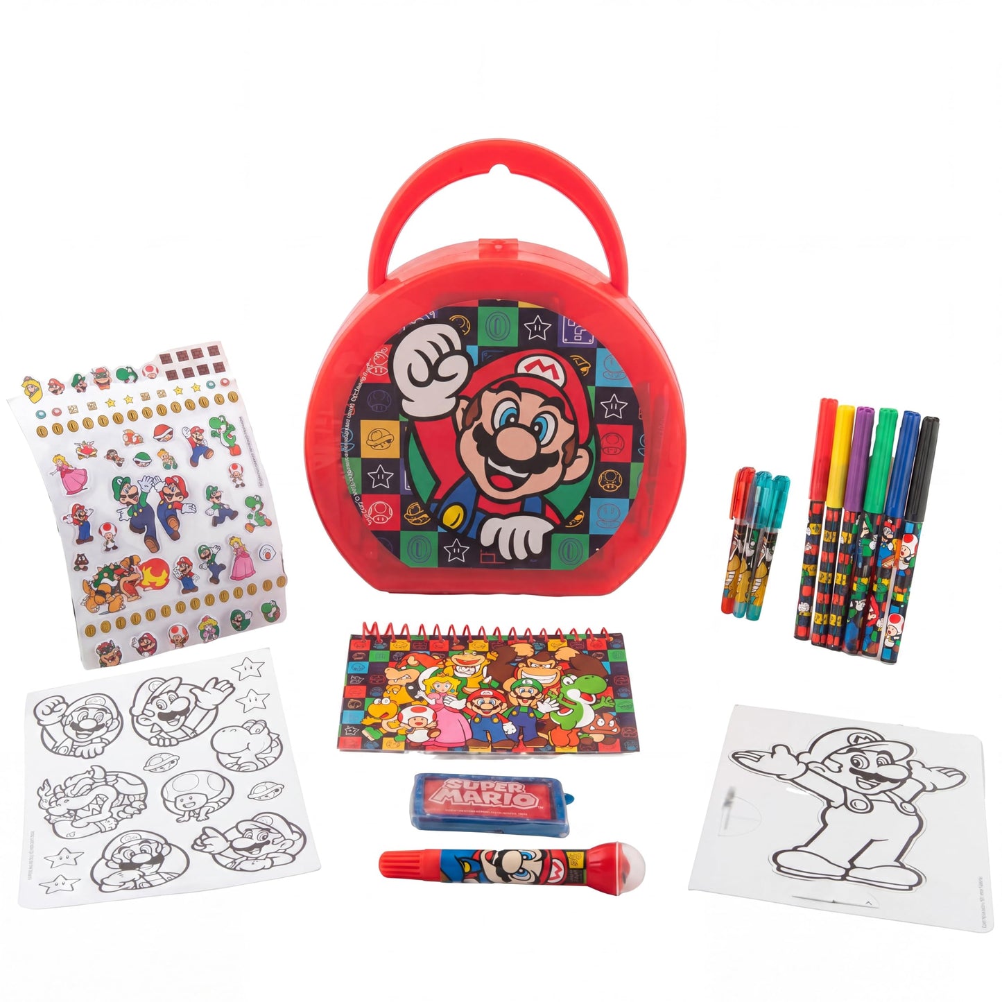Super Mario Brothers Coloring & Sticker Activity Set for Kids with Travel Carrying Case