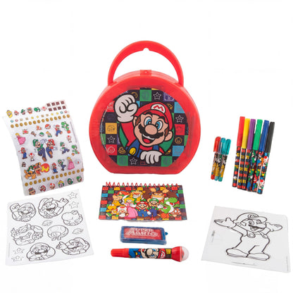 Super Mario Brothers Coloring & Sticker Activity Set for Kids with Travel Carrying Case