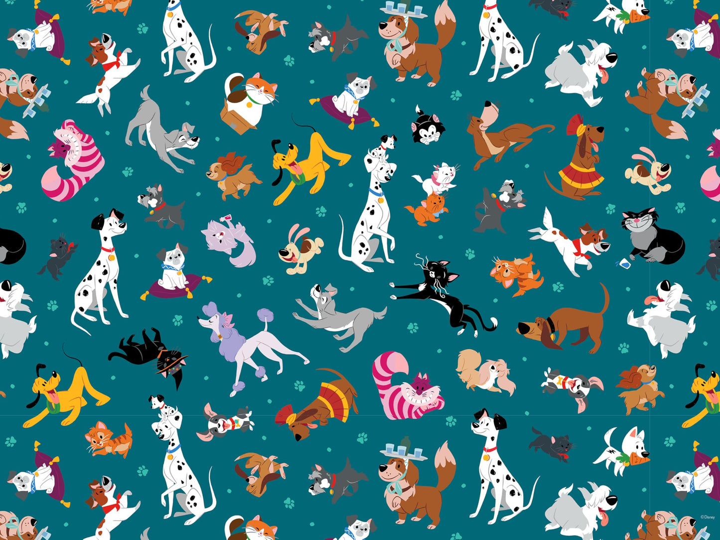 CEACO Disney Pets Collage, 300 Piece Disney Puzzle, Reference Poster