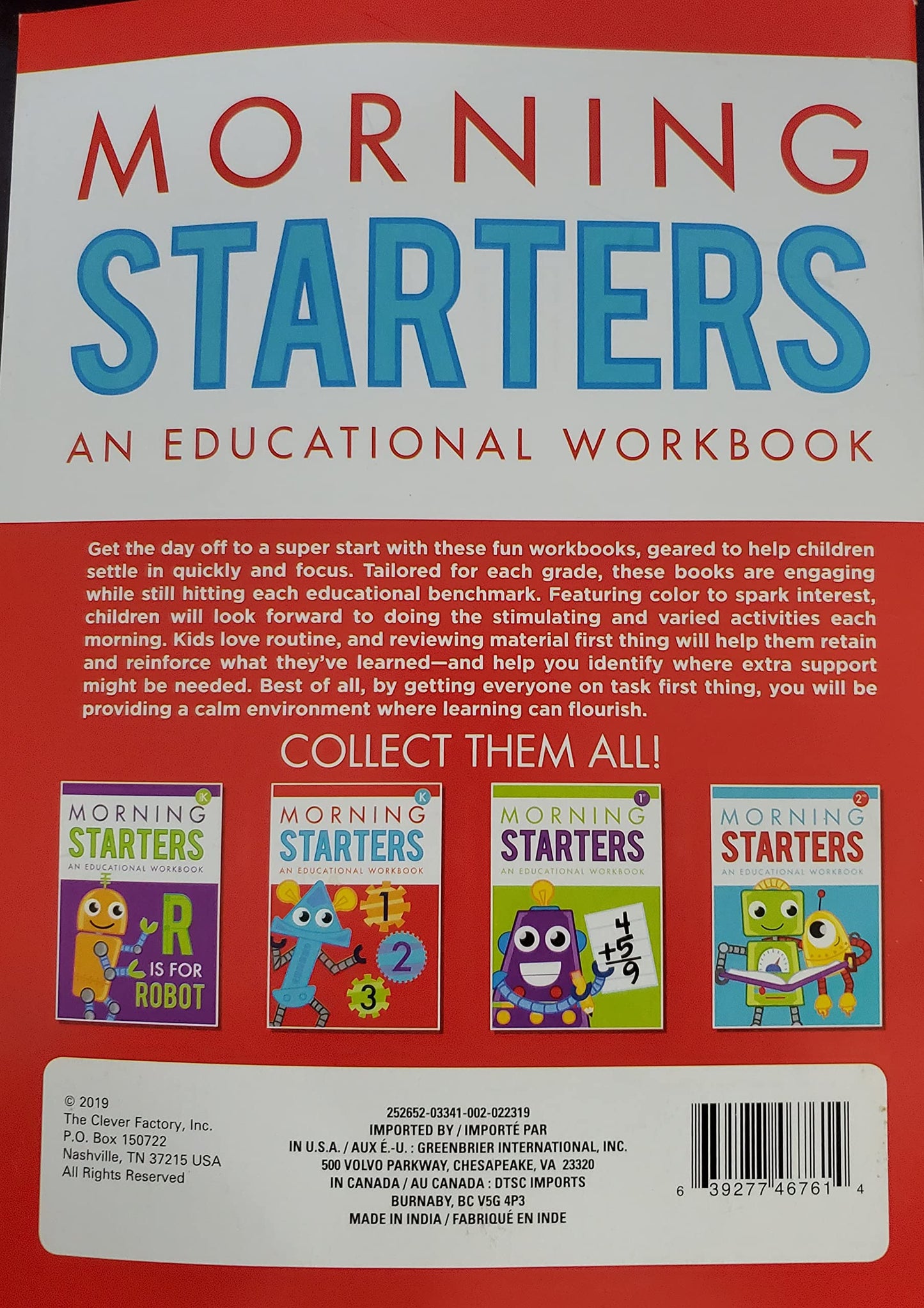 Pre-K Morning Starters an Educational Workbook