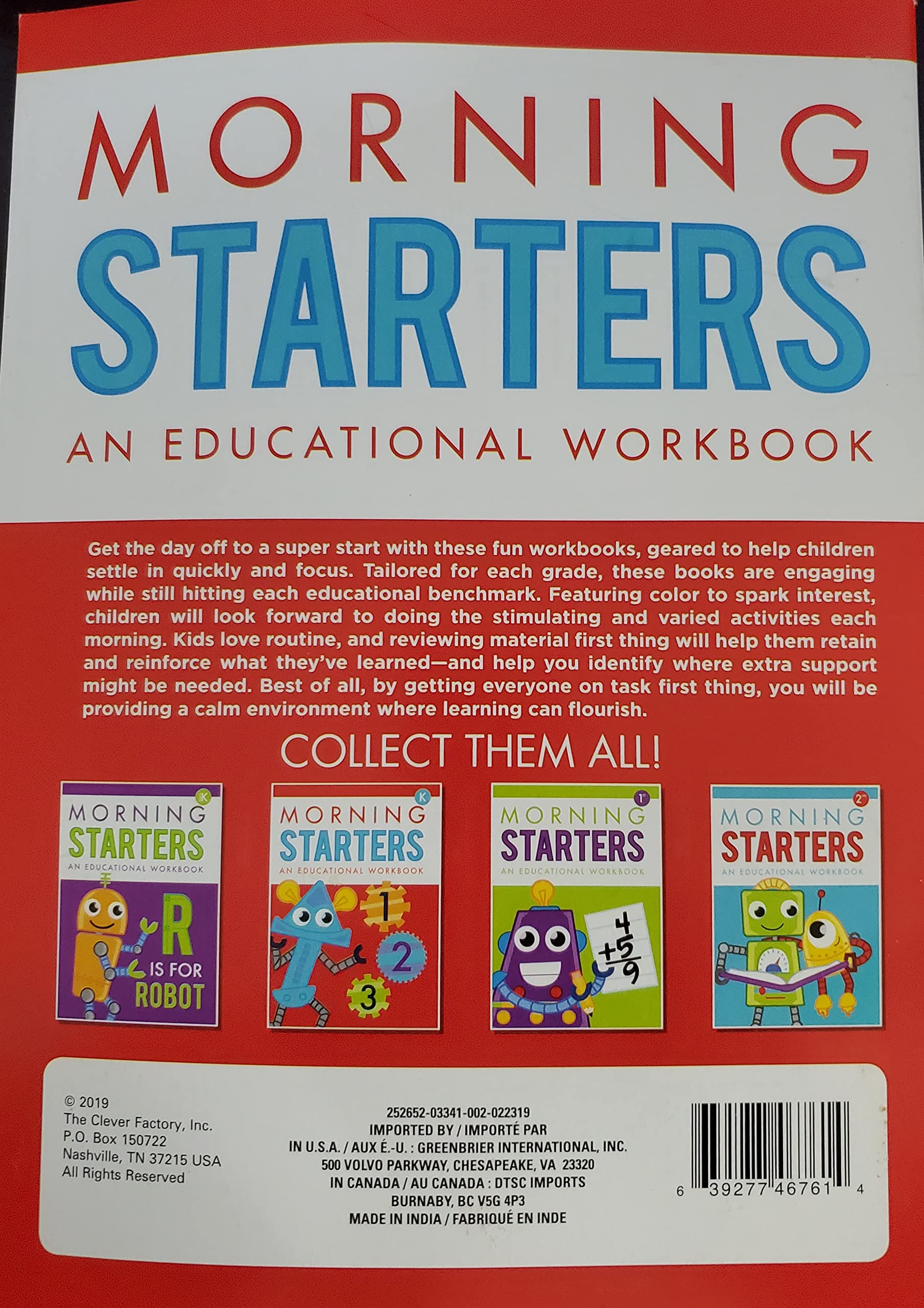Pre-K Morning Starters an Educational Workbook