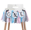 LINLULU Alice in Wonderland Highchair Banner, 1st Birthday Girl Decoration, Blue, 80 inches x 8.75 inches