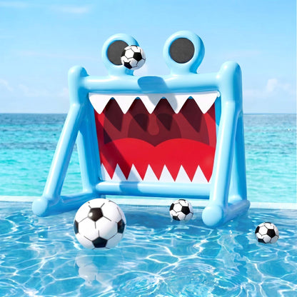 Funscape Kid Soccer Pool Toy, 2-in-1 Inflatable Soccer Goal Water Pool Game