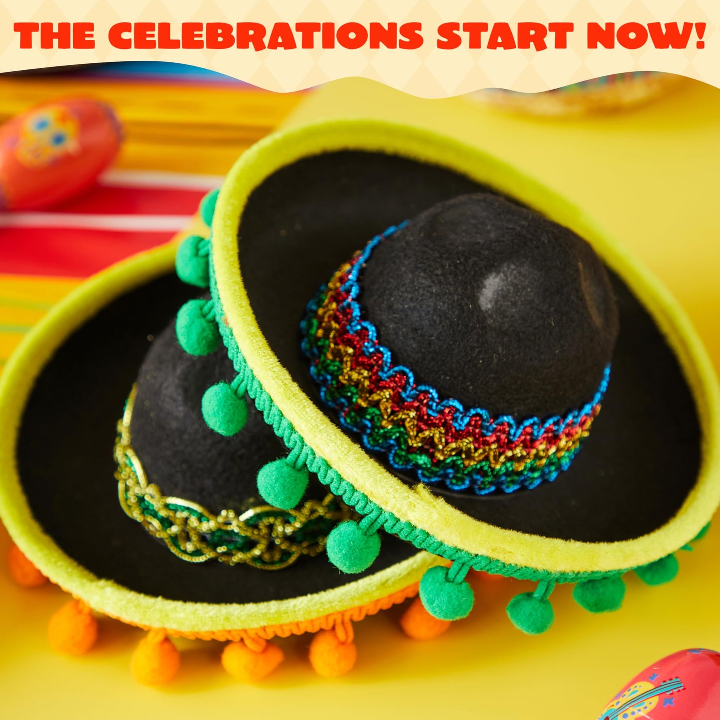 JOYIN 6 PCS Cinco De Mayo Fiesta Fabric and Straw Sombrero Headbands Party Costume for Fun Fiesta Hat Party Supplies, Luau Event Photo Props, Mexican