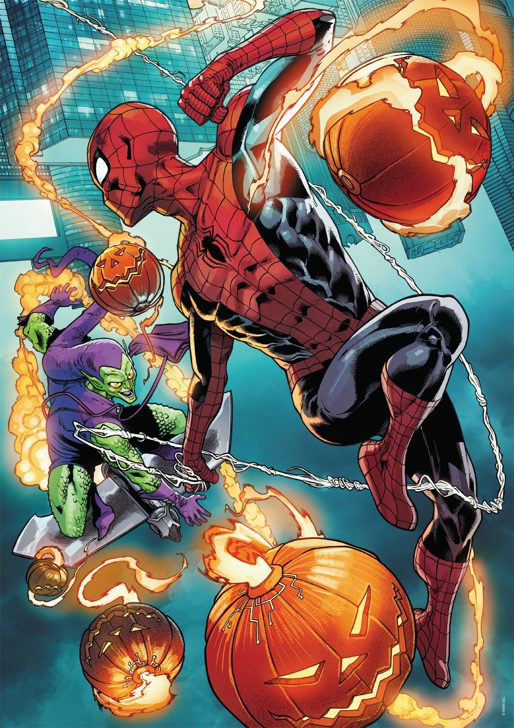 Buffalo Games - Marvel - Spider-Man vs. Green Goblin - 500 Piece Jigsaw Puzzle for Adults -Challenging Puzzle Perfect for Game Nights - Finished Size
