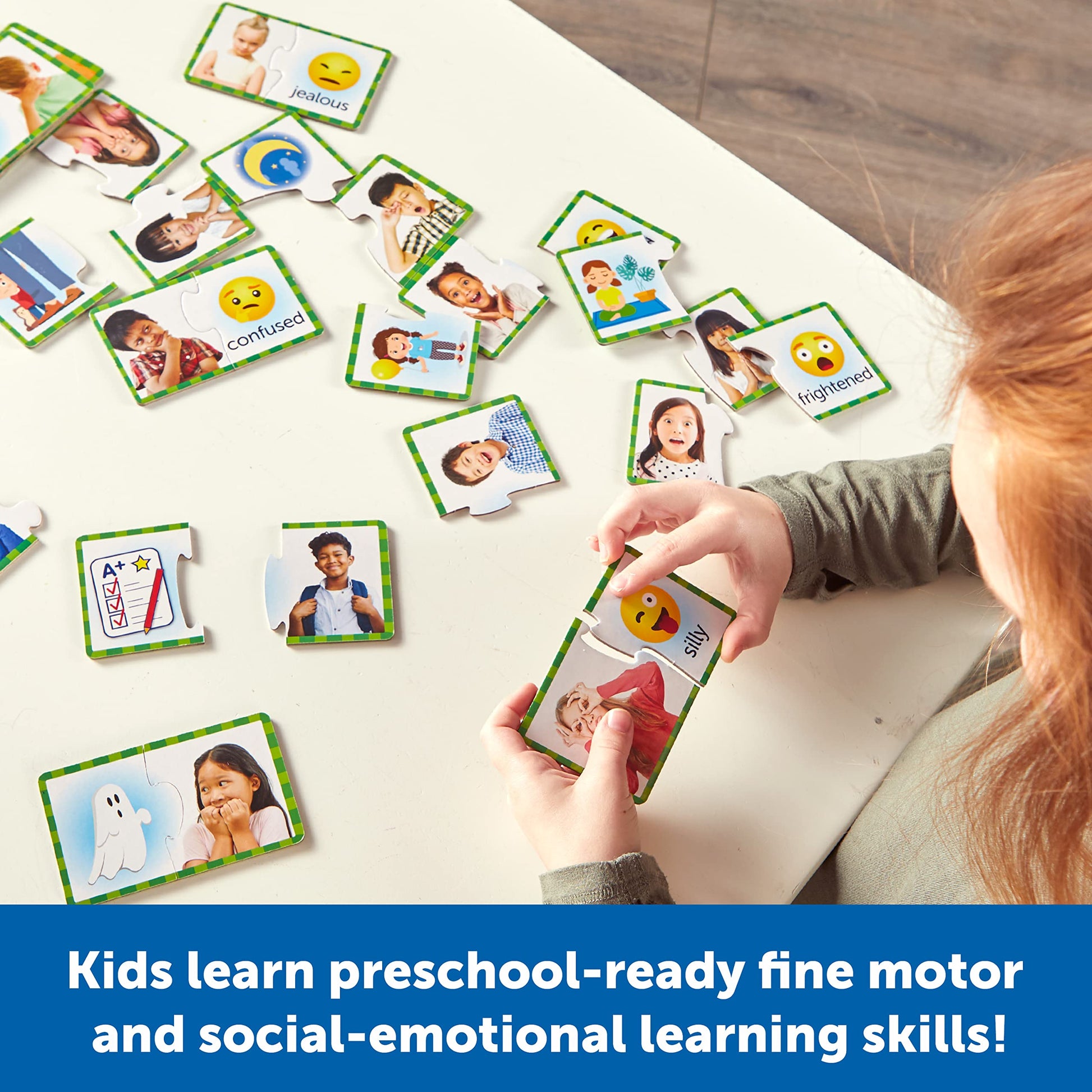 Learning Resources Feelings & Emotions Puzzle Cards - SEL, Emotional Regulation Tools for Kids, Toddlers Calming Corners, Montessori Essentials