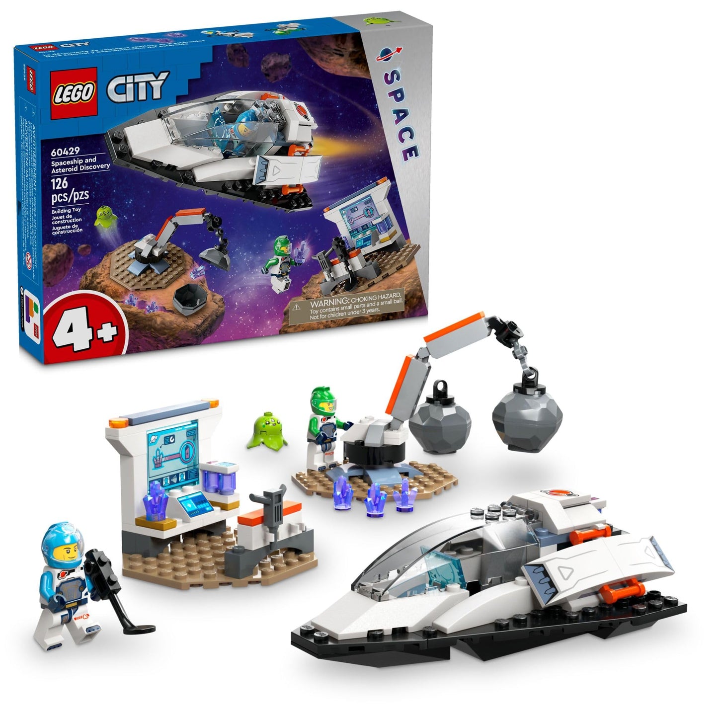 LEGO City Spaceship and Asteroid Discovery Toy Building Set, Gift for Kids Ages 4 Years Old and Up who Love Pretend Play, Includes 2 Space Crew