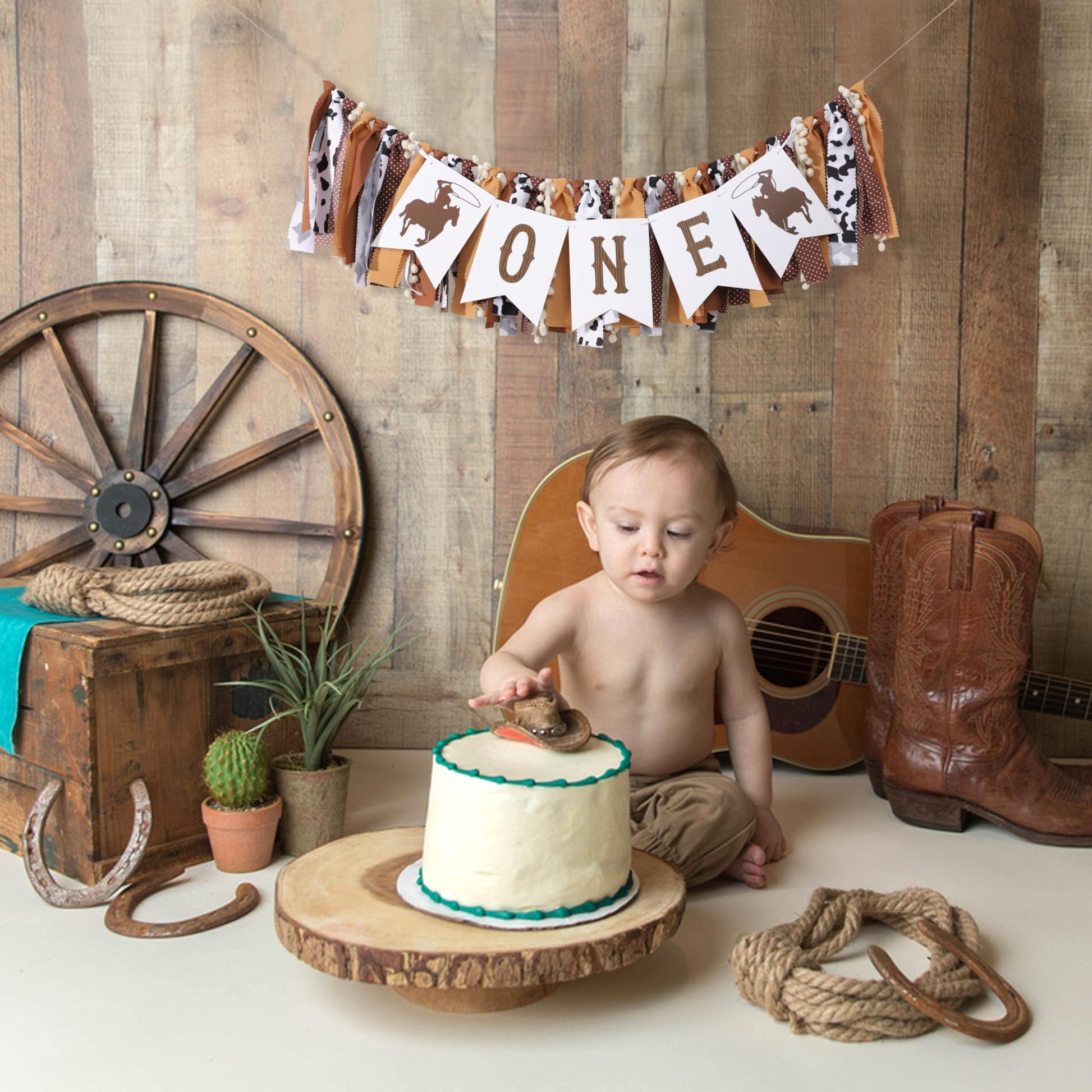 My First Rodeo High Chair Banner - Cowboy One Birthday Party Decorations