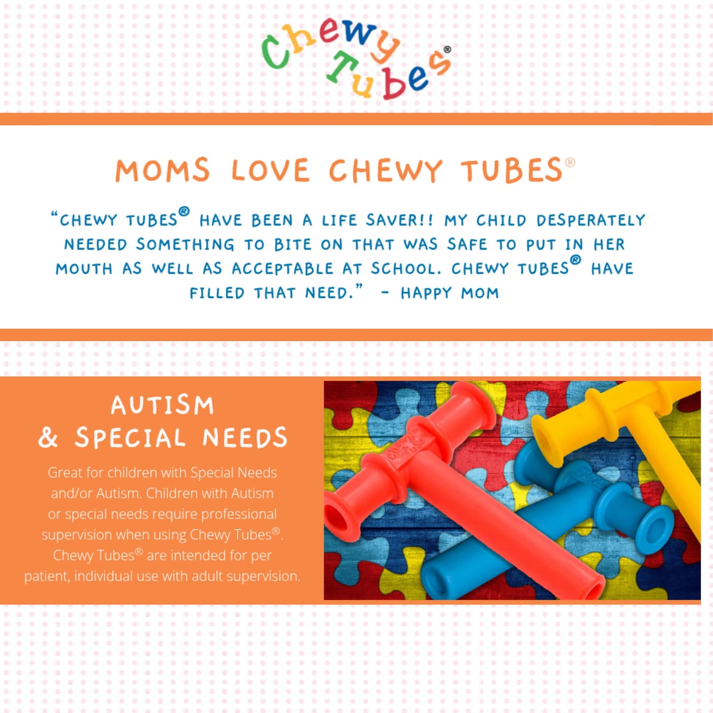 Chewy Tubes Super Chew (2 Pack) - Knobby Closed Loop Oral Motor Chewing Tool for Practicing Biting and Chewing [Red, 9/16" Diameter] | Made in USA |