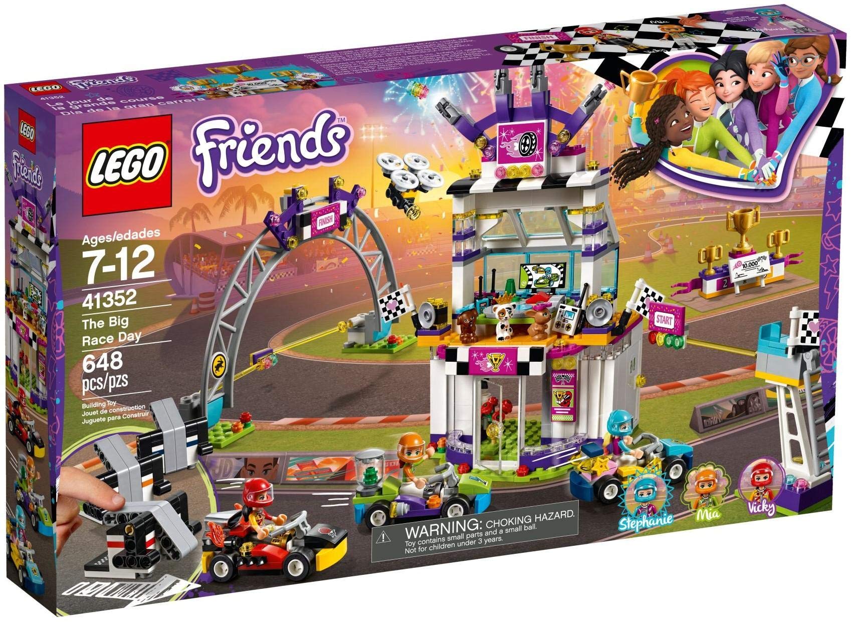 LEGO Friends The Big Race Day 41352 Building Kit, Mini Go Karts and Toy Cars for Girls, Best Gift for Kids (648 Piece)