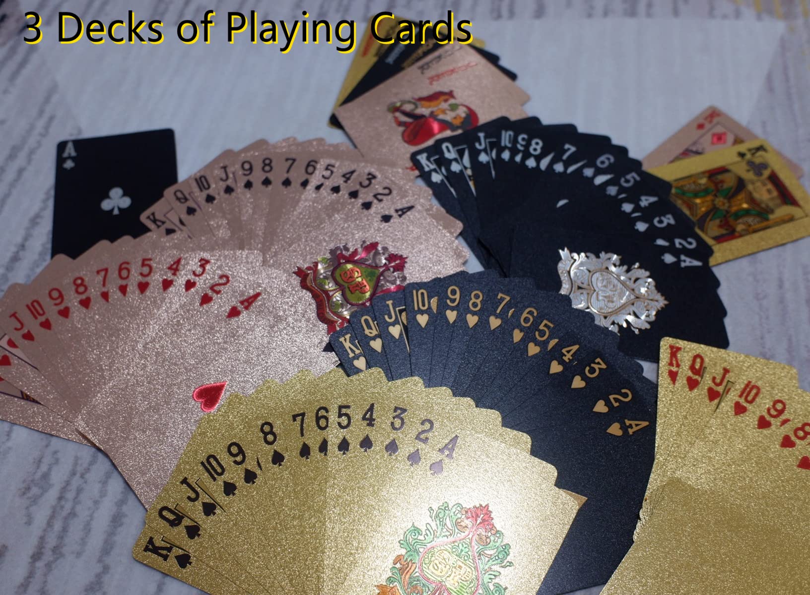 3 Decks Waterproof Playing Cards,Plastic Poker Card with Flexible Case,Deck of Standard Playings Cards Game,Magic Tricks Pool Beach Parties Games,Cool