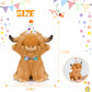YZXZM Happy Birthday Highland Cow Plush, Birthday Stuffed Animal, Soft Plushie Cute Cow Plush Pillow Gifts for Boys & Girls (9.8 Inch)