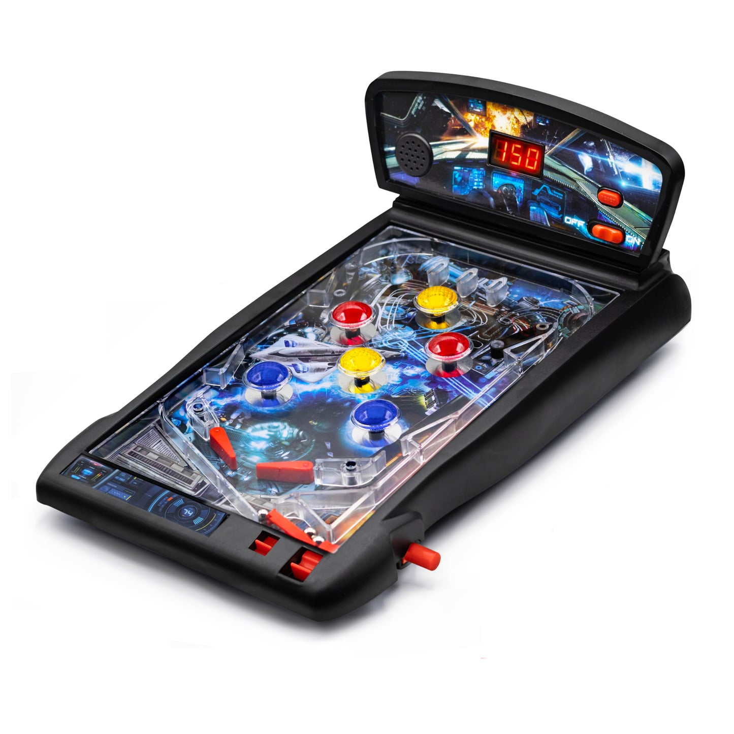 New Era Pinball Game Black - Interactive Tabletop or Floor Arcade Pinball Machine for Kids & Adults - LED Scoring, Lights & Sounds, Fast & Fun 3-Ball