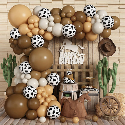 140pcs Western Cowboy Balloon Garland Arch Kit, First Rodeo Decorations For Western Cowboy Cowgirl Farm Theme Baby Shower Birthday Party Decorations