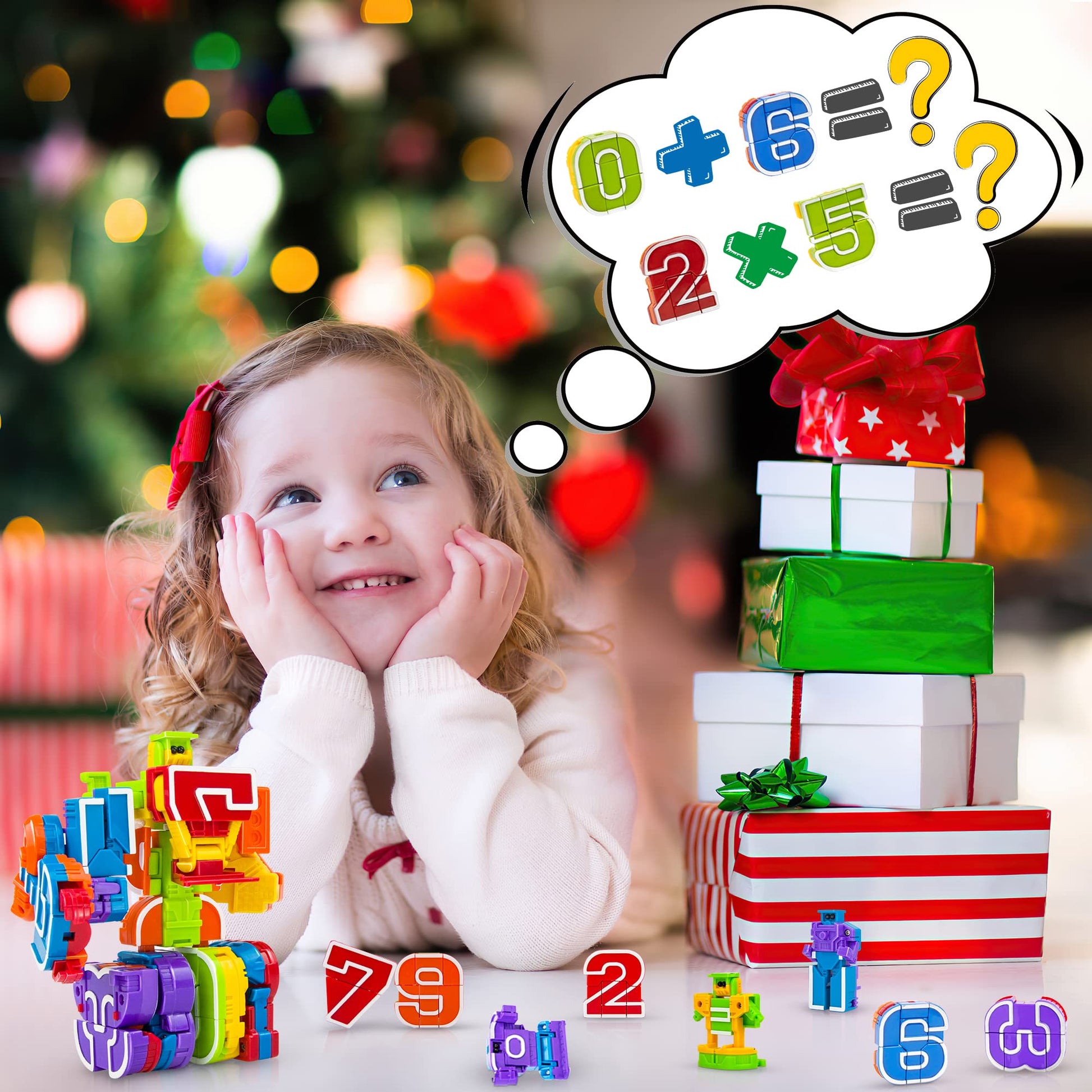 Lydaz 10 Pcs Number Robots Toys for Kids, STEM Educational Learning Action Figure Toys, Number Blocks Bots, Action Figures Toy, Preschool Math Toy
