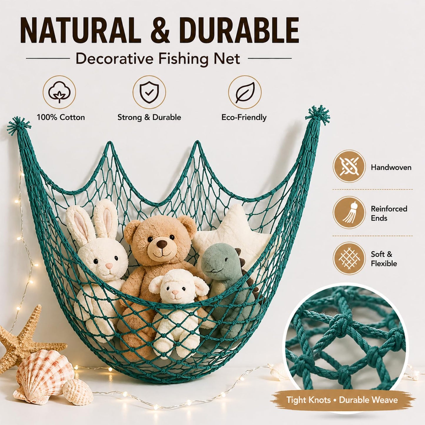 Fish Net Decorations for Party, 80x40 Inch Large Decorative Fish Netting Table Runner, Wall Photo Hanging Fishnet for Nautical Mermaid Pirate Hawaii