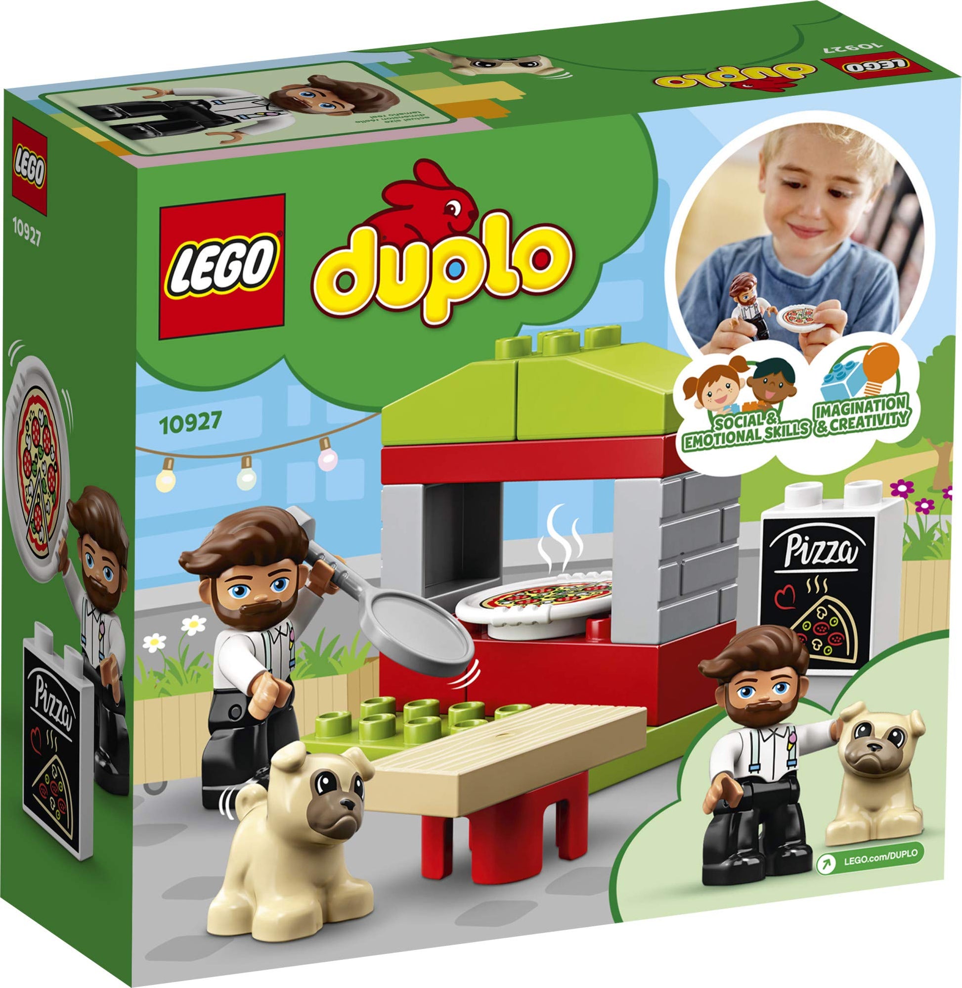 LEGO DUPLO Town Pizza Stand 10927 Pretend Play Pizza Set for Toddlers, Learning Toy for Kids Ages 2 and Over (18 Pieces)