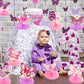 9 Pcs Butterfly Honeycomb Centerpieces, 3D Pink and Purple Butterfly Table Decorations with Floral Designs for Girls Birthday Parties, Baby Showers