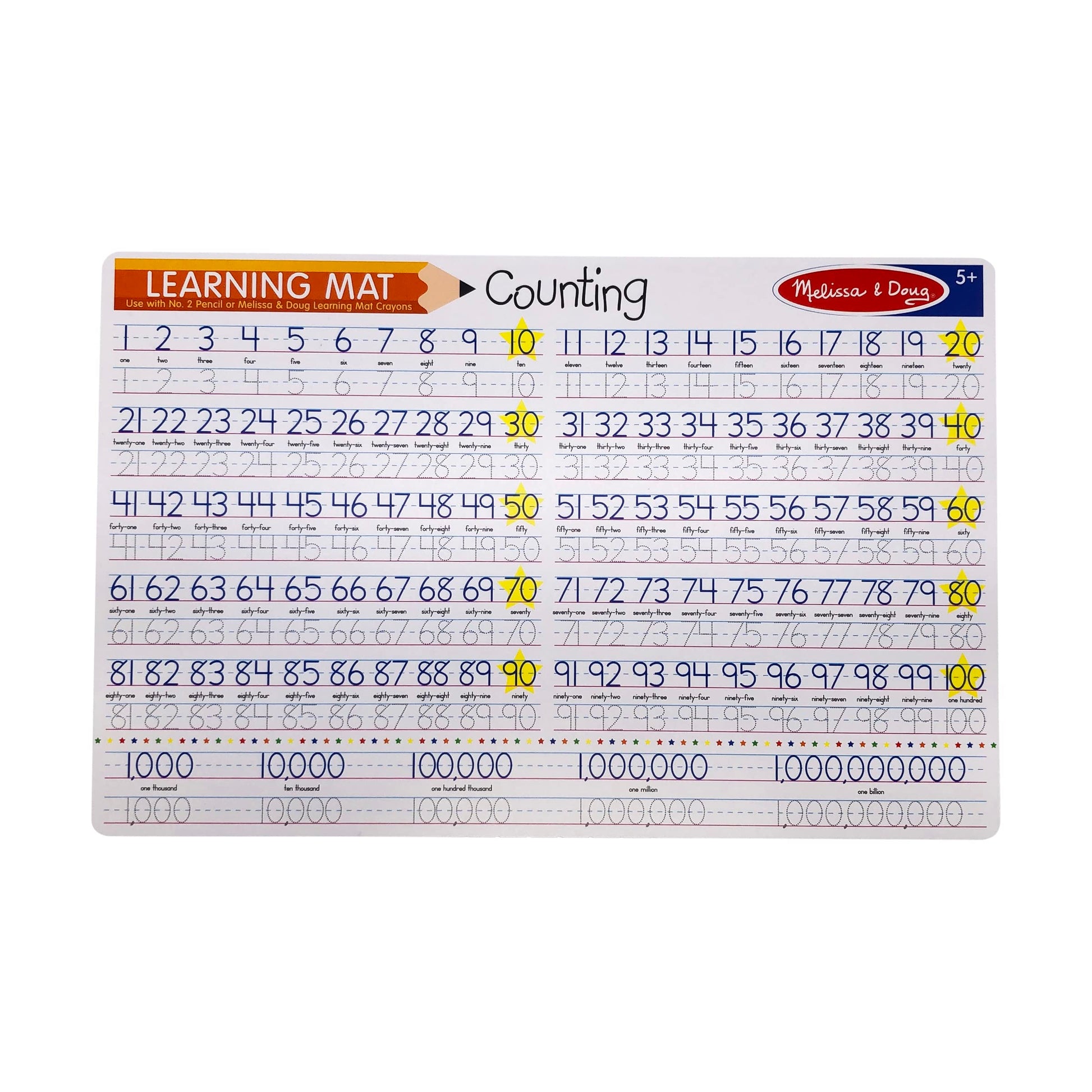 Melissa & Doug Counting To 100 Write A Mat, 1 EA