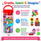 FUNZBO Arts and Crafts Supplies for Kids - Toddlers Craft Kit with Glitter Glue Stick, Pipe Cleaners, Pom Poms, Popsicle Sticks Tools, DIY School