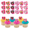 DecoPac Barbie Be The Future Rings, Pink Heart Shaped Cupcake Decorations Featuring Barbie and her Friends For Birthday Party And Celebrations - 24