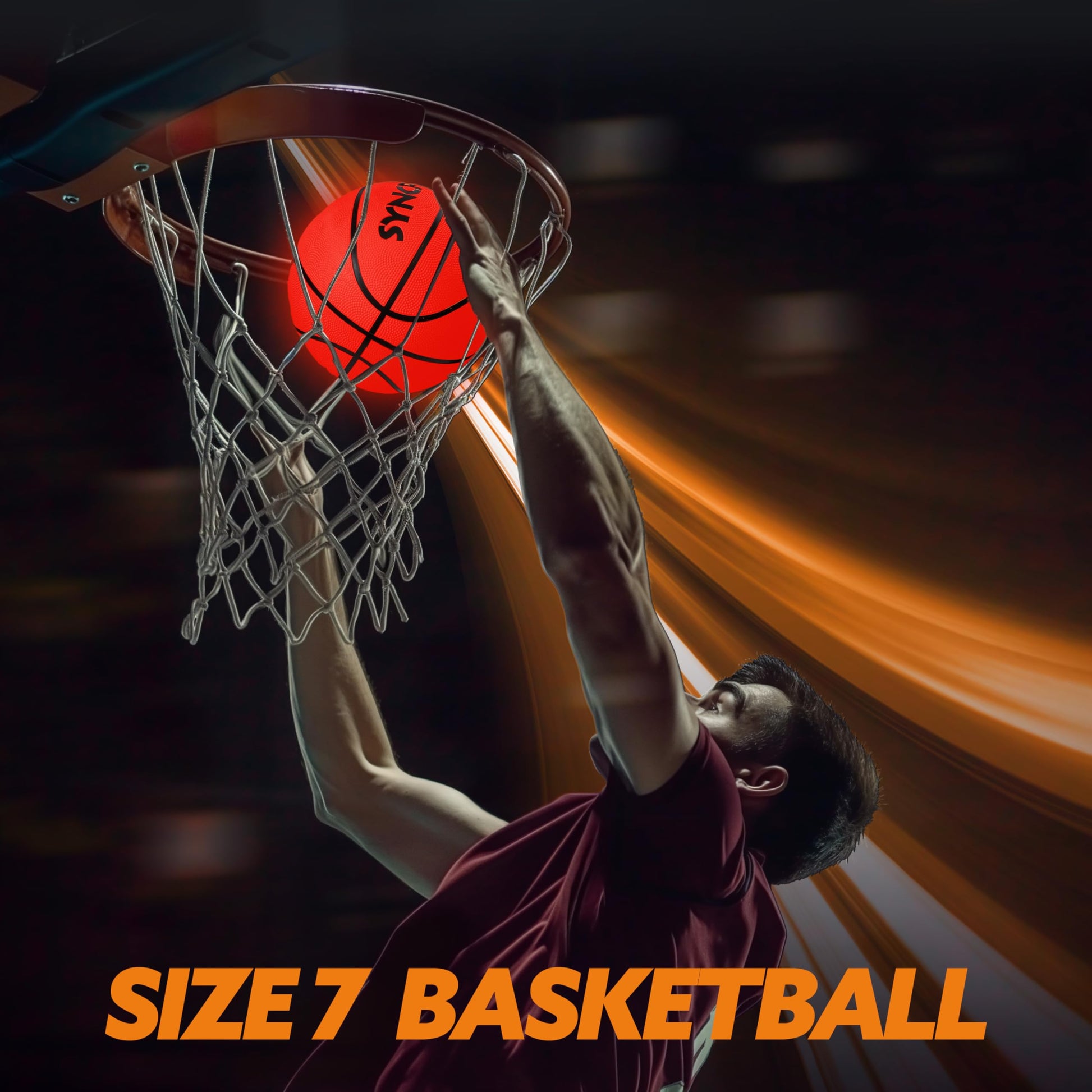 SYNCFUN Glow in The Dark Basketball Size 7, Light Up Basketball for Night Games, Cool Birthday Gift for Boys Age 7-12, Teen Outdoor Sports Toy